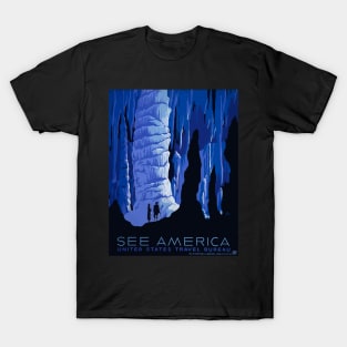 "See America" - Cave Travel Poster T-Shirt